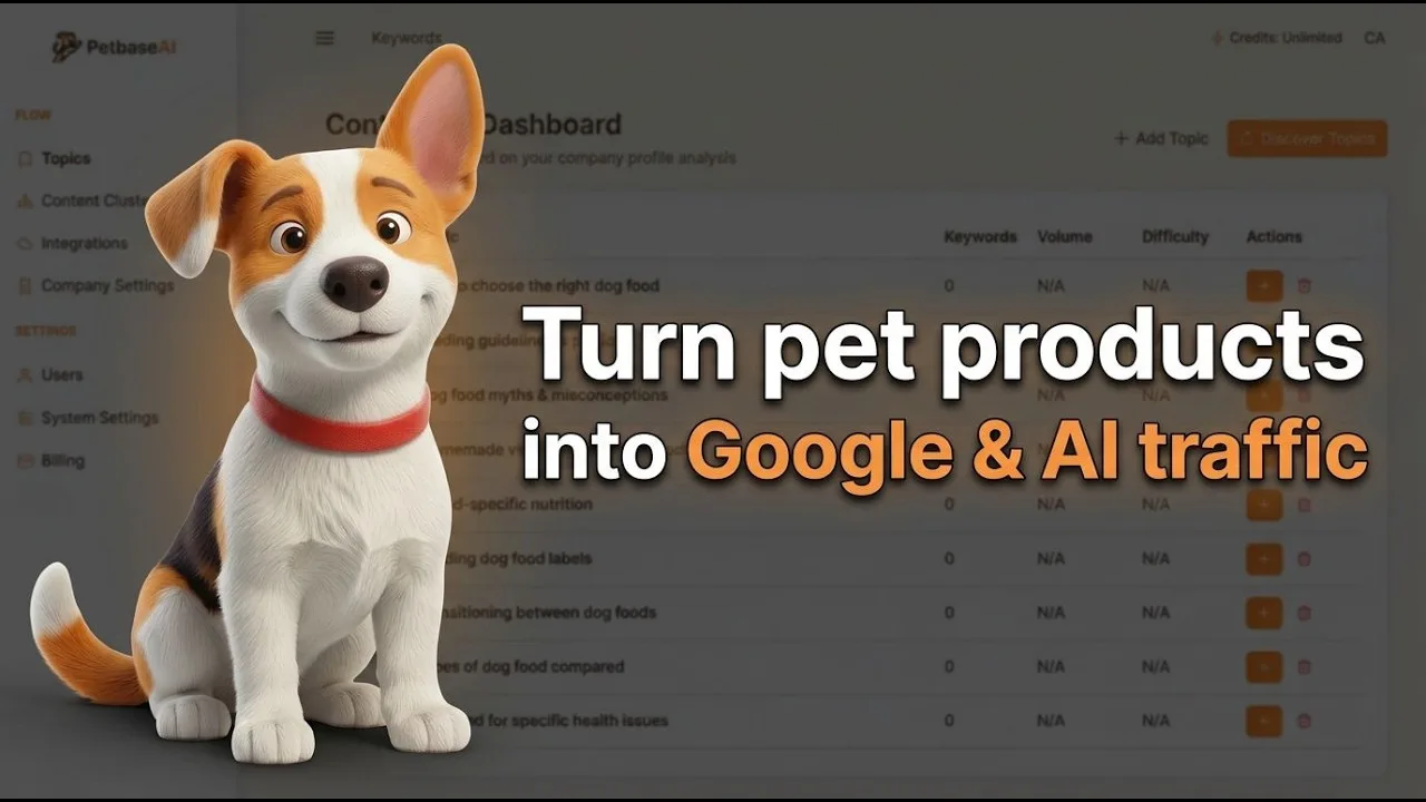 Petbase AI demo - How pet stores grow organic traffic with AI content